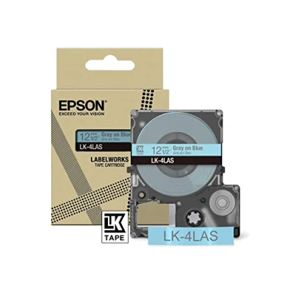 Abbildung von 0 Epson LabelWorks LK 4LAS Grau auf Blau Rolle (1,2 cm x 8 m) 1 Kassette