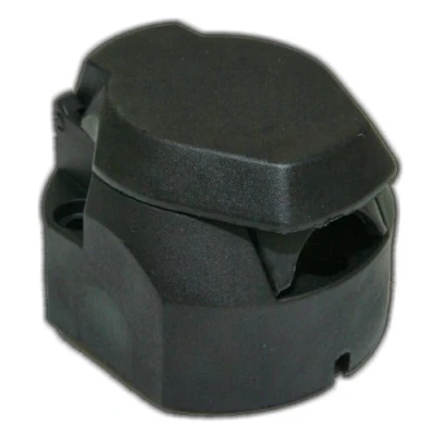 Abbildung von 1x 13 polige Steckdose mit Klappe 12V KfZ Anhänger Schwarz PVC AHK Dose Trailer Neu Old Harvest