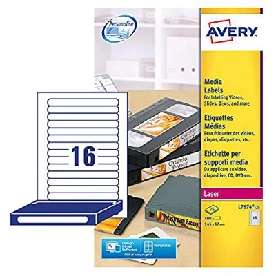 Abbildung von Avery Rückenetiketten, für Laserdrucker