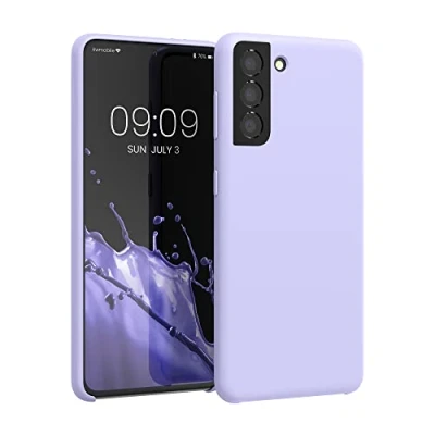 Abbildung von kwmobile Hülle kompatibel mit Samsung Galaxy S21 Silikon Handy Case Handyhülle weiche Oberfläche kabelloses Laden Pastell Lavendel