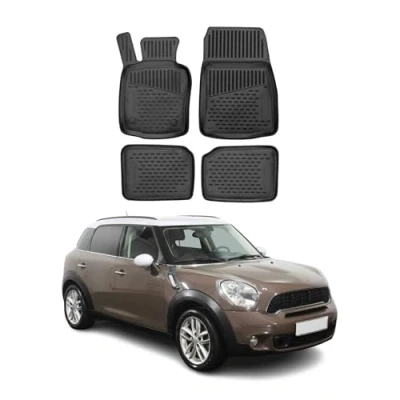 Abbildung von OMAC Gummimatten Fußmatten kompatibel mit Mini Countryman R60 2010 2016 TPE Schwarz 4X