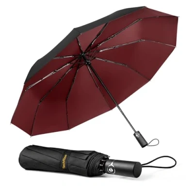 Abbildung von TechRise Regenschirm Taschenschirm Sturmfest Groß 10 Rippen Windsicherer Sturm Schirm, automatisch kompakt mit einem Knopf Öffnen und Schließen