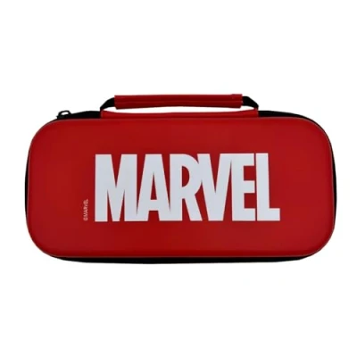 Abbildung von WONDEE Nintendo Switch Tasche, OLED und Lite Hülle von Marvel Interner Bildschirmschutz Platz für 10 Spiele Zubehör, Offizielles Merchandise