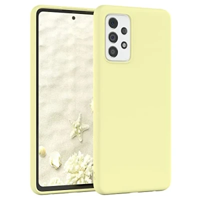 Abbildung von EAZY CASE Premium Silikon Handyhülle kompatibel mit Samsung Galaxy A72, A72 (5G), Slimcover Kameraschutz und Innenfutter, Silikonhülle, Schutzhülle, Bumper, Handy Case, Hülle, Softcase, Blassgelb