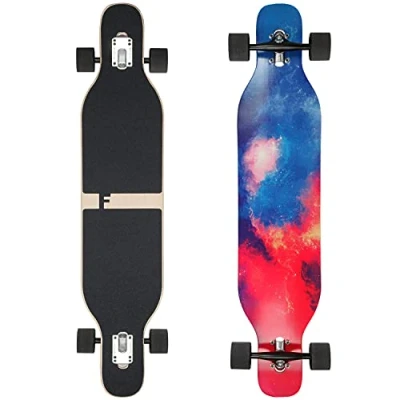 Abbildung von FunTomia Longboard mit 2 Flex Stufen Skateboard Drop Through Cruiser Komplettboard Mach1 Speed Kugellager T Tool