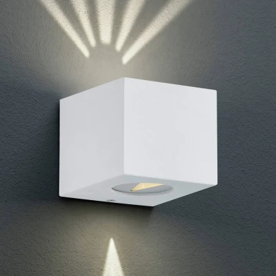 Abbildung von Reality Leuchten LED Außen Wandleuchte Cordoba R28222631, Kunststoff Weiß, inkl. 2x 2 Watt LED, Up und Down Beleuchtung mit Schablonen
