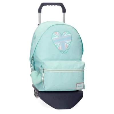 Abbildung von Pepe Jeans Nerea Laptop Rucksack mit zwei Fächern und Trolley, 15,6 Zoll, Blau, 31 x 44 15 cm, Polyester, 23,87 l