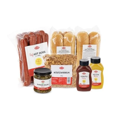 Abbildung von Hot Dog WORLD Jumbo BEEF Paket &quot;American Style&quot; (29 teiliges Set) für 8 Dogs