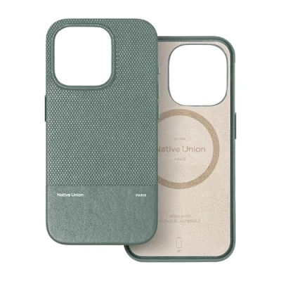Abbildung von Native Union (Re Classic Case 3.0 MagSafe kompatibel mit integrierten Magneten Widerstandsfähige &amp; recycelte Materialien Ultrahaltbar 6ft / 1,8m Sturzschutz für iPhone 16 Pro (Schiefergrün)