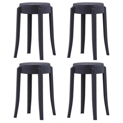 Abbildung von vidaXL 4X Hocker Stapelhocker Sitzhocker Küchenhocker Partyhocker Gästehocker Barhocker Tresenhocker Wohnzimmer Camping Garten Stapelbar Schwarz Kunststoff