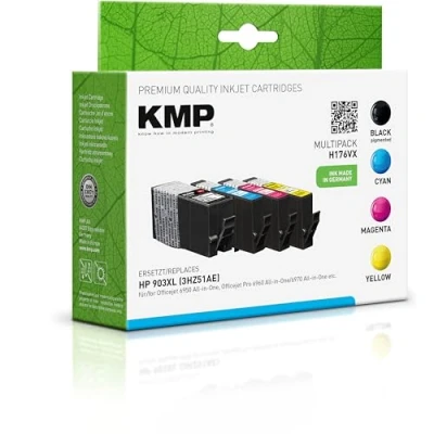Abbildung von KMP Druckerpatronen H176VX schwarz, cyan, magenta, gelb kompatibel zu HP 903XL (3HZ51AE), 4er Set