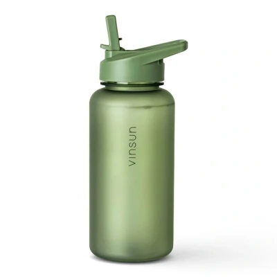 Abbildung von Vinsun Trinkflasche Sportflasche mit Strohhalm 1L, Tritan BPA frei, Fitness, auslaufsicher, bruchsicher, geruchs und geschmacksneutral