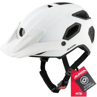 Abbildung von ALPINA COMOX Widerstandsfähiger, Stoßabsorbierender &amp; Anpassbarer Enduro Fahrradhelm Mit kurzem Schild Für Erwachsene, white matt, 52 57 cm