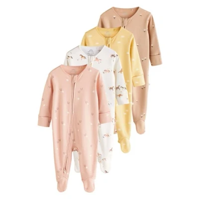 Abbildung von Next Regular FIT TWO WAY ZIP 4 PACK Strampler für Kinder, Größe: 62, Multi