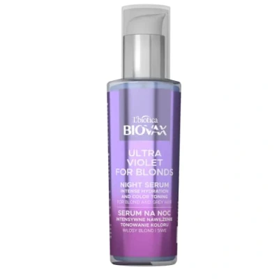 Abbildung von Biovax Ultra Violet Intensiv feuchtigkeitsspendendes Nacht Ton Serum für blonde und graue Haare 100ml