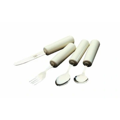 Abbildung von Homecraft Queens Cutlery, Set, Fork, Knife, Tablespoon, Teaspoon (Eligible for VAT relief in the UK) Stainless Steel Adaptive Dining Utensil Elderly, Disabled, Large Built Up Handle Good Grip