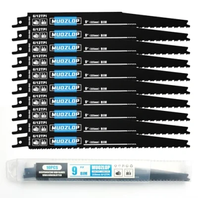 Abbildung von MUOZLOP 10 Pack 9 inch Säbelsägeblätter Set，6/12 TPI Sägeblätter für Säbelsäge，für Holz/Metall (10, 6/12TPI 225mm)