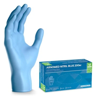Abbildung von 400x ARNOMED Einweghandschuhe Blau, Einmalhandschuhe M, Nitrilhandschuhe (2x200 Stk), Handschuhe Einweg puderfrei, Gummihandschuhe Einweg, Nitril, in S, L &amp; XL