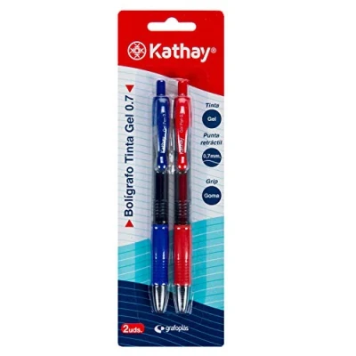 Abbildung von Kathay 86210598 Gelstifte, Blau und Rot, Spitze 0,7, Klickverschluss, perfekt als Schulmaterial