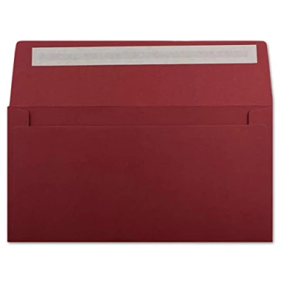 Abbildung von Glüxx Agent 100 DIN Lang Brief Umschläge Dunkelrot 11 x 22 cm 120 g/m² Haftklebung Standard Kuverts für Taufe &amp; Einladungen