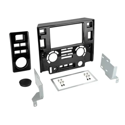 Abbildung von ACV Einbaurahmen für Doppel DIN Autoradio in Landrover Defender (2007 2016, LD) Klavierlack schwarz