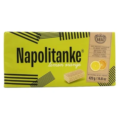 Abbildung von NAPOLITANKE KRAS Premium Waffeln Waffelkekse mit leckeren Milch , Schokoladencreme Haselnuss Zitronen und Orangenfüllungen Verschiedene Größen (420 G LEMON &amp; ORANGE, 8 PCS)