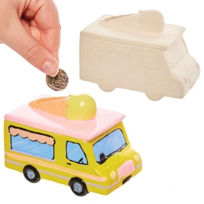 Abbildung von Baker Ross FX708 Eiscreme Wagen Keramik Geldbänke 2er Pack, Malvorlagen für Bastelsets