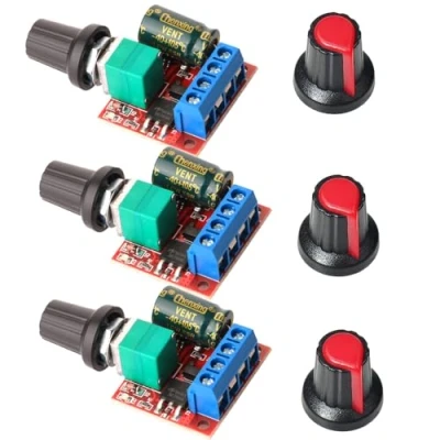 Abbildung von Gebildet 3Stücke PWM Motor Drehzahlsteller, DC 5V 35V 5A Einstellbarer Reversible, 6V 12V 24V Variabler Spannungsregler Dimmer Regler Schalten, mit LED Anzeige und Schalterfunktion