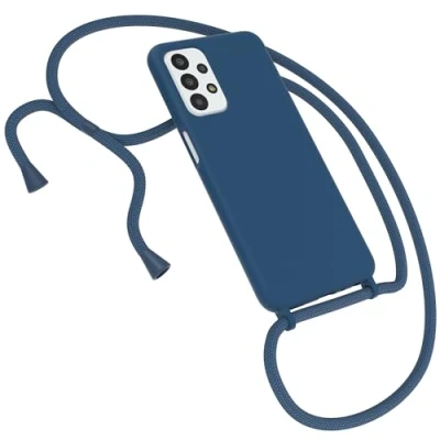 Abbildung von EAZY CASE Premium Silikon Handykette kompatibel mit Samsung Galaxy A23 5G Handyhülle Umhängeband, Handykordel Schutzhülle, Silikonhülle, Hülle Band, Kette für Smartphone, Blau