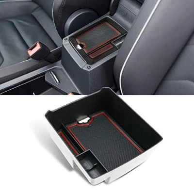 Abbildung von YEE PIN T igua n 2 2016 2022 2023 Mittelkonsole Armlehne Organizer Aufbewahrungsbox Autozubehör einlegen Mit Rutschfestermatte Auto Center Console Handschuhfach