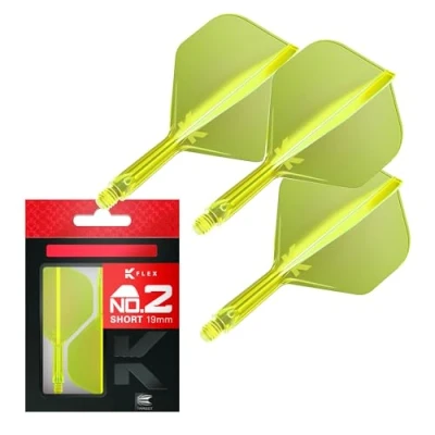 Abbildung von Target Darts K Flex Integrierter Dart Flug und Schaft, Nr. 2 Gelb (kurz) 3er Pack 2, Kflex Precision Moulded In 1 Flights and Stem Professionelles Dartzubehör