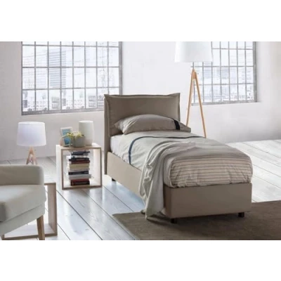Abbildung von Talamo Italia Einzelbett Rossella, Containerbett mit Stoffbespannung, 100% Made in Italy, Frontöffnung, inklusive Matratze 80x200 cm, Turteltaube