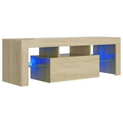 Abbildung von vidaXL TV Schrank mit LED Leuchten Lowboard Fernsehschrank Fernsehtisch Sideboard HiFi Möbel Tisch Board Sonoma Eiche 120x35x40cm