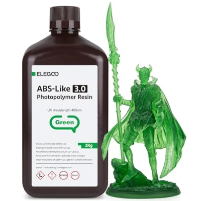 Abbildung von ELEGOO 405nm ABS Like Resin 3.0, UV Härtendes 3D mit Hohe Präzision, Nicht Spröde, Verbesserte Festigkeit und Zähigkeit für LCD/DLP Drucker Photopolymer Harz Klargrün 2000g