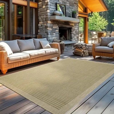 Abbildung von Carpetsale24 In &amp; Outdoor Teppich Wetterfest 160x230 cm Einfarbig Grün Waschbar, Wasserfest, Pflegeleicht und Flachgewebe Ideal für Balkon, Garten, Terrasse als Küchenteppich