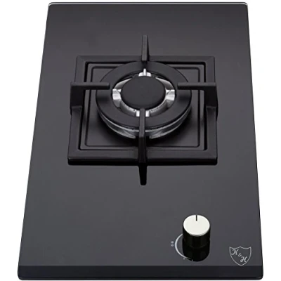 Abbildung von K&amp;H Domino 1 FLAMMIG Glas Gaskochfeld Wok Brenner Erdgas Autark Eigebaut mit Thermoelement Flammenaustrittssystem 1Z KHGW