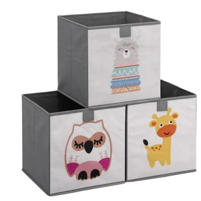 Abbildung von Navaris Aufbewahrungsbox 3x Spielzeug Box faltbar Kinder Spielzeugkiste Tier Motiv (3 St)