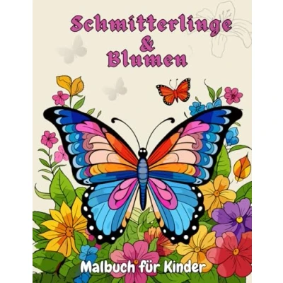 Abbildung von Schmitterlinge &amp; Blumen Malbuch für Kinder: Süße zum Ausmalen Kinder (ab 4 Jahren) (RoseMary Malbücher)