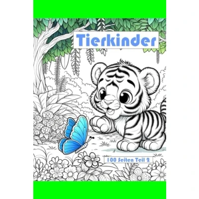 Abbildung von Tierkinder Malbuch 100 Seiten: Kinder ab 6 Jahren Teil 2