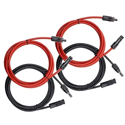 Abbildung von Trango 4er Set je 2 m in 2X Rot &amp; Schwarz Solarkabel 6mm² Solarpanel Verbindungskabel Solarstecker, Spannungsklasse 1500V IP68 Wasserdicht Solarmodul Verlängerungskabel inkl. MC4 Stecker