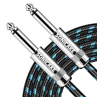 Abbildung von SONICAKE 6M Gitarren Instrumentenkabel 6.3mm Klinke auf Audio Kabel Lärmschutz Nylon Geflochten Schwarz Blau