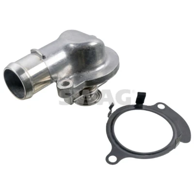 Abbildung von SWAG 33 11 0635 Kühlwasserthermostat 87 mit Dichtung Gehäuse VOLKSWAGEN: Transporter 5 Bus, Touareg I, Multivan (7HM