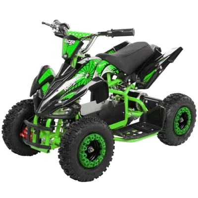 Abbildung von Actionbikes Motors Kinder Elektro Miniquad ATV Racer 𝟭𝟬𝟬𝟬 Watt 36 Volt Scheibenbremsen Safety Touch System Fußschalter (1000 Schwarz/Grün)