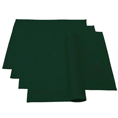 Abbildung von Platzset Tischset Platzdeckchen 4 Stück ca. 46 x 36 cm aus Baumwolle Viele Farben (Dunkelgrün)