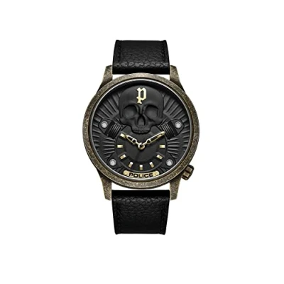 Abbildung von Police Analog Quarz Uhr, Herren, Größe: One Size, Gold/schwarz