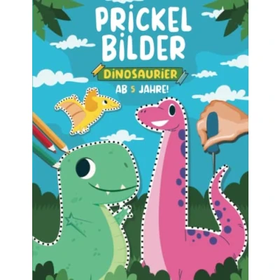 Abbildung von Prickelbilder ab 5 Jahre Dinosaurier: Bastelbuch Prickeln, Malen und Ausschneiden! XXL Tiere Basteln Prickelset für Kinder 3 6 Jahren I Prickel Block Mädchen Jungen