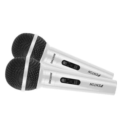 Abbildung von Fenton DM100W Set mit 2 weißen Mikrofonen für u. a. Karaoke und DJs