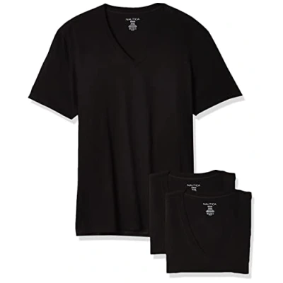 Abbildung von Nautica Herren 3 Pack Cotton V Neck T Shirt Unterwsche, Schwarz, Stück, Groß