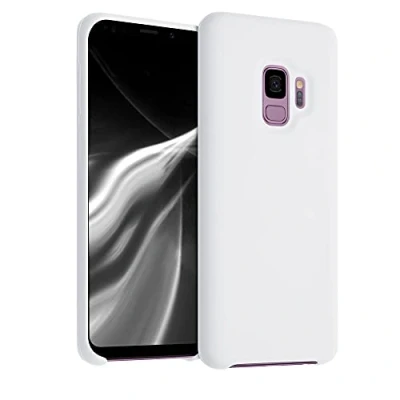 Abbildung von kwmobile Hülle kompatibel mit Samsung Galaxy S9 Silikon Handy Case Handyhülle weiche Oberfläche kabelloses Laden Weiß matt