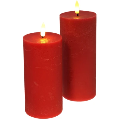Abbildung von I.GE.A. LED Kerze Echtwachskerze 2er Set (2 tlg), Mit Timer Flackernd Stumpenkerze Adventskerzen Adventskranz